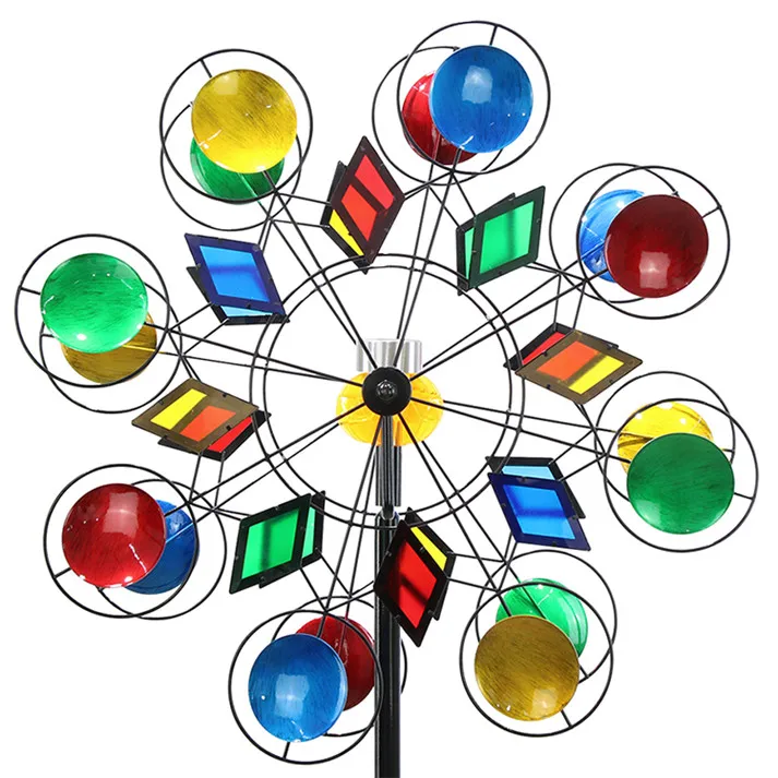 Garden Solar Light Metal Mul-colorful Wind Spinner Yard Double spinner solar light ground stake
Garden Solar Light Metal Mul-colorful Wind Spinner Yard Double spinner solar light ground stake