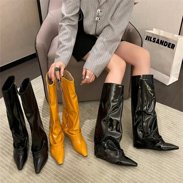 Winter New Fashion Solid Color High Heeled Knee High Trousers Boots Straight Pointed Knight Boots, Customized color
Winter New Fashion Solid Color High Heeled Knee High Trousers Boots Straight Pointed Knight Boots, Customized color