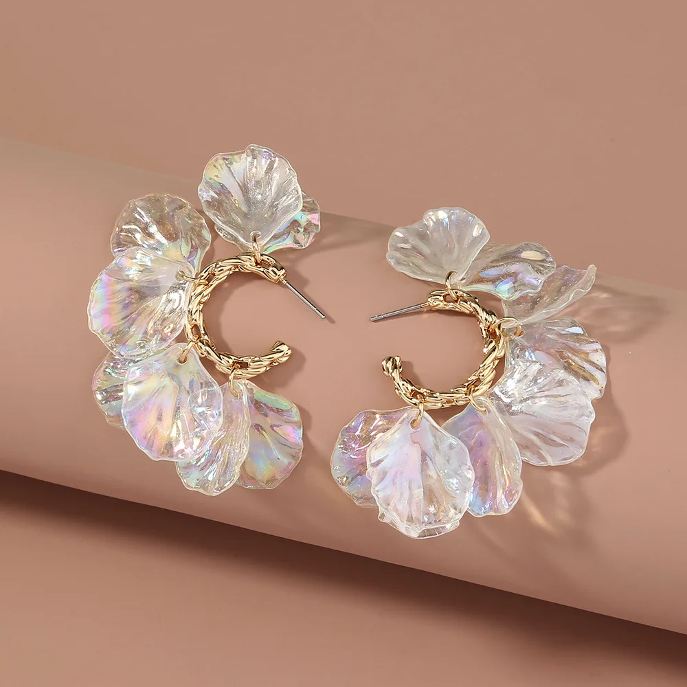 INS Best Selling Clear Acrylic Resin Petal Flower Drop Earrings C Shaped Flower Hoop Earrings 
INS Best Selling Clear Acrylic Resin Petal Flower Drop Earrings C Shaped Flower Hoop Earrings