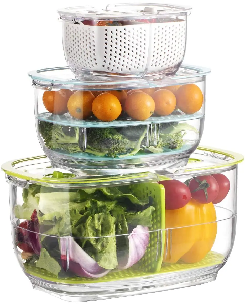 Fresh Produce Vegetable Fruit Storage Containers 3Piece Set reusable kitchen food storage container box, Customized color
Fresh Produce Vegetable Fruit Storage Containers 3Piece Set reusable kitchen food storage container box, Customized color