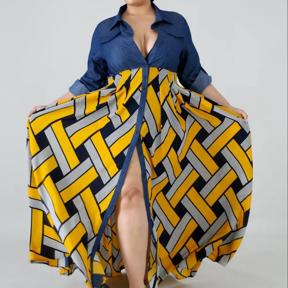 2020 new arrivals summer women deep V neck long sleeve denim printed women plus size dresses
2020 new arrivals summer women deep V neck long sleeve denim printed women plus size dresses