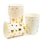 10PCs/Bag Disposable Paper Cup Beverage Paper Cup Biodegradable Gold Silver Stamping Paper Cup for Hot Water