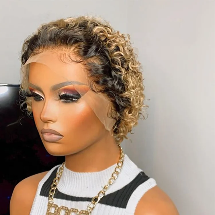 Hot Selling 2T Short Curly Brazilian Cuticle Aligned Raw Hair Pixie Cut Lace Front Wigs for Black Women
Hot Selling 2T Short Curly Brazilian Cuticle Aligned Raw Hair Pixie Cut Lace Front Wigs for Black Women