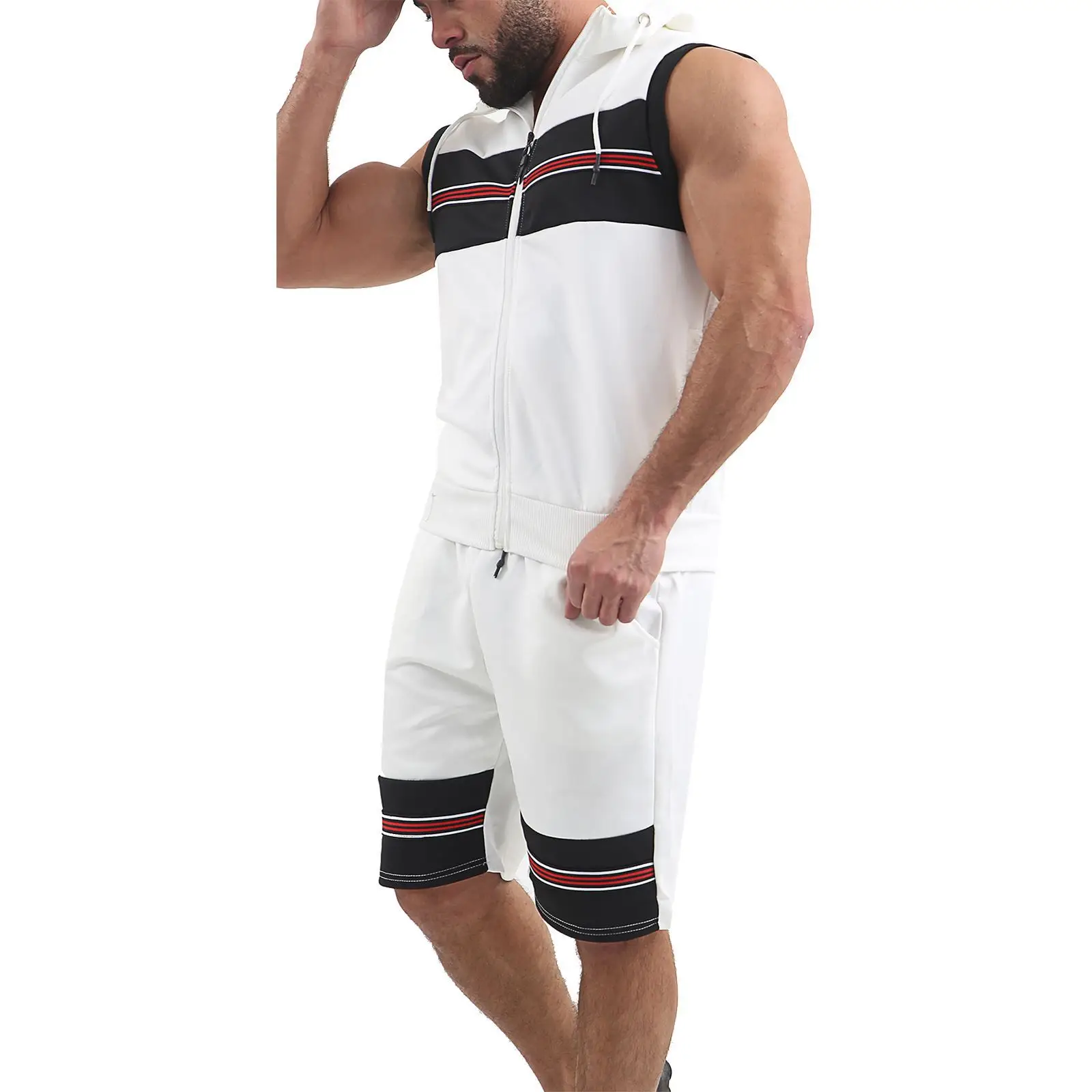 Summer Wear Men's Jogging sweatsuit Sets Sleeveless Zipper Sportswear And Shorts Men's Two Pieces Set
Summer Wear Men's Jogging sweatsuit Sets Sleeveless Zipper Sportswear And Shorts Men's Two Pieces Set