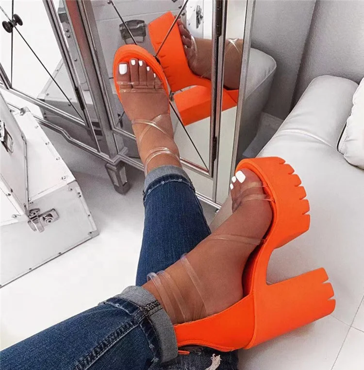 Women High-heeled Cross PVC Straps Platform Sandals Sexy Chunky Heel Shoes Thick Bottom Footwear, White,black ,orange
Women High-heeled Cross PVC Straps Platform Sandals Sexy Chunky Heel Shoes Thick Bottom Footwear, White,black ,orange