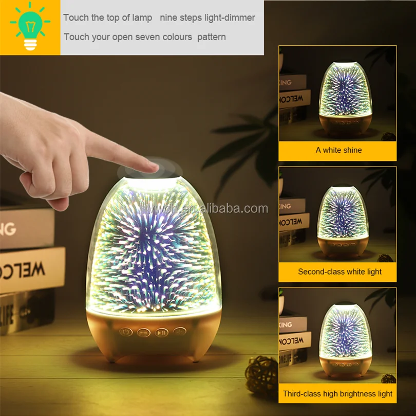 Bluetooth Speaker Portable Smart Touch LED Night Light with 3D Glass Music Player Hands-free with TF Card 7color Charging - ANKUX.COM