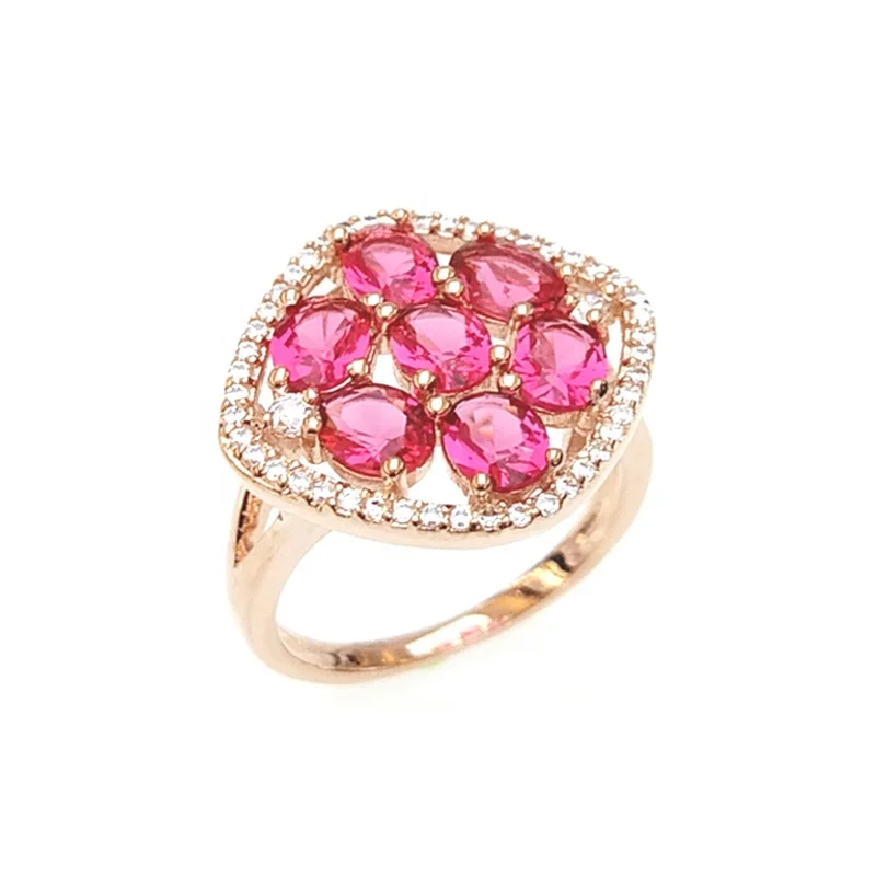 

Never Fading 18K Gold Plated Ring Copper Enamel Jewelry Famale Ruby Fashion Finger Ring For Women Zircon Diamond Rings