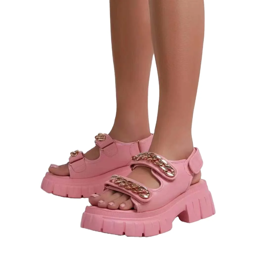 2021 summer new heightening women's sandals thick soled large size chain high quality, Picture
2021 summer new heightening women's sandals thick soled large size chain high quality, Picture