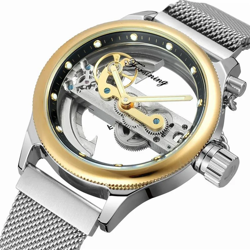 Forsining Brand Luxury Automatic Mechanical Watch Transparent Backside Magnet Buckle Mesh Band Stainless Steel Men Wrist Watches
Forsining Brand Luxury Automatic Mechanical Watch Transparent Backside Magnet Buckle Mesh Band Stainless Steel Men Wrist Watches