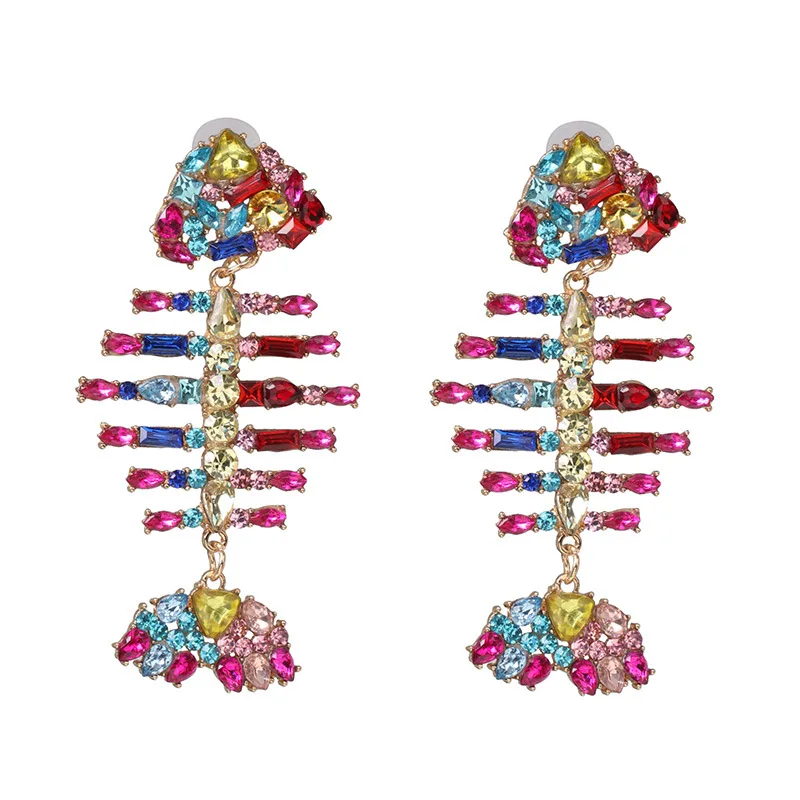 2021 Creative Fashion Luxury Alloy Gold Metal Colored Rhinestone Full of Fish Bone Personality Earrings for Girls
2021 Creative Fashion Luxury Alloy Gold Metal Colored Rhinestone Full of Fish Bone Personality Earrings for Girls