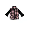 Wholesale Children Boutique Clothing Sleeveless Plaid Cotton Girls Jackets Baby Jackets with pockets