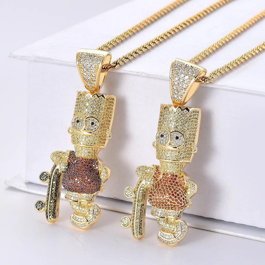 New European American Cartoon Characters Simpson Pendant With Colorful Zircons Hip-Hop Necklace Personas Pendant Jewelry
New European American Cartoon Characters Simpson Pendant With Colorful Zircons Hip-Hop Necklace Personas Pendant Jewelry