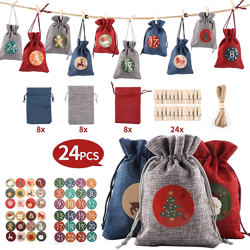 24Pcs Set Burlap Christmas Hanging Bags 24Days Countdown Home Deco Drawstring Gift Candy Diy Christmas Decorations For Home
24Pcs Set Burlap Christmas Hanging Bags 24Days Countdown Home Deco Drawstring Gift Candy Diy Christmas Decorations For Home