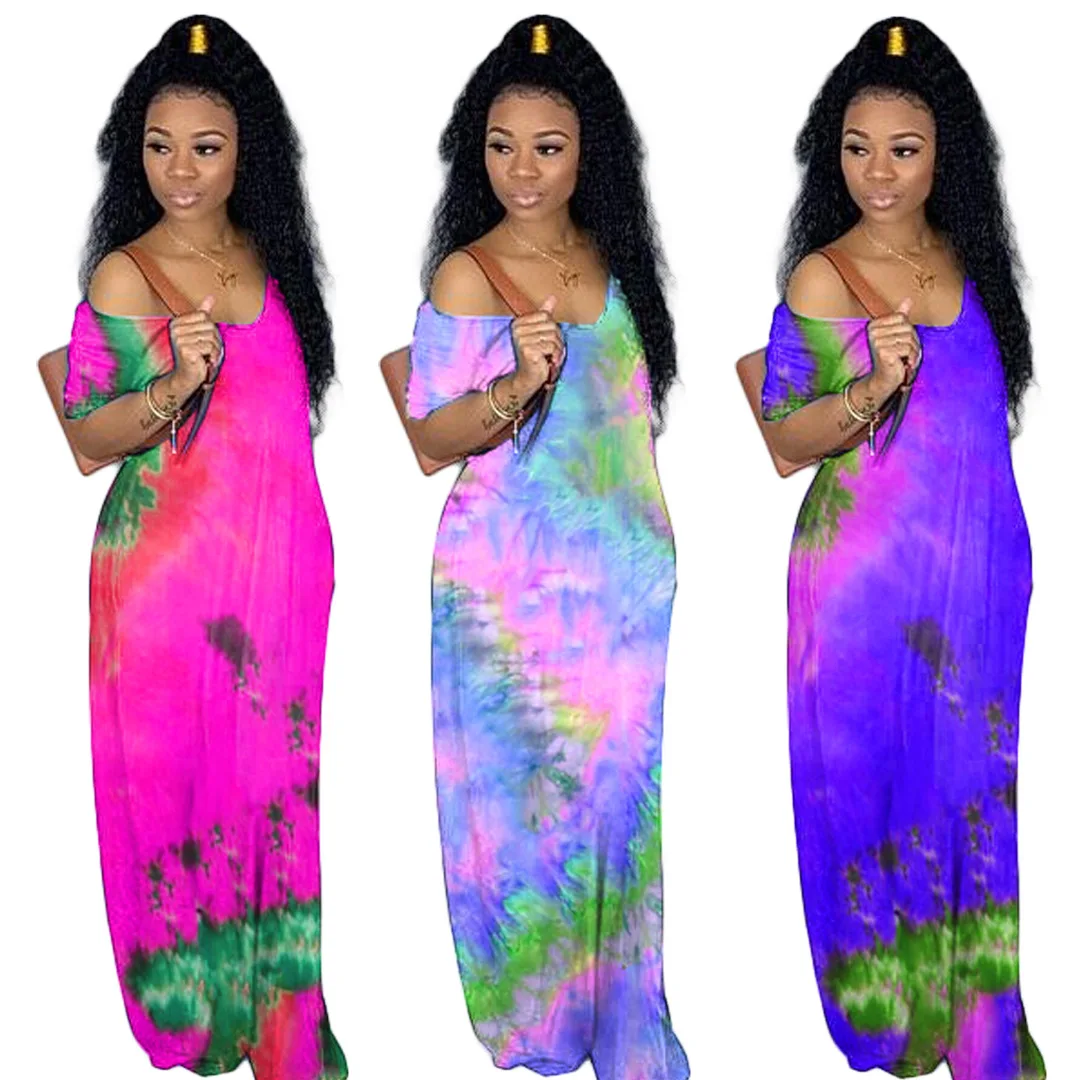 10310-MX48 loose casual style tie dye woman's summer dresses sehe fashion 
10310-MX48 loose casual style tie dye woman's summer dresses sehe fashion