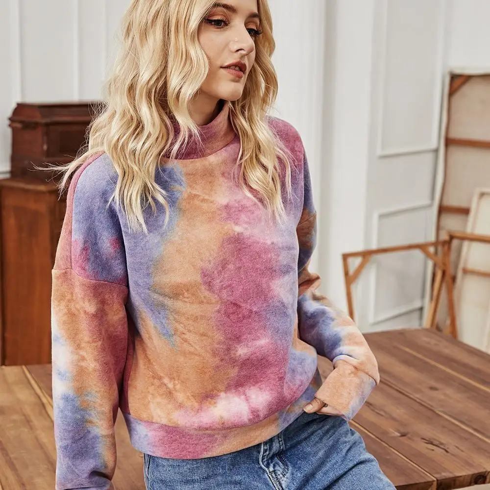 High neck tie-dye long sweatshirt fashion all-match youth outer wear loose top sweatshirt women long sweatshirt, Customized color
High neck tie-dye long sweatshirt fashion all-match youth outer wear loose top sweatshirt women long sweatshirt, Customized color