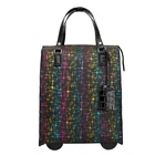 High quality womens leather trolley luggage bags case travel