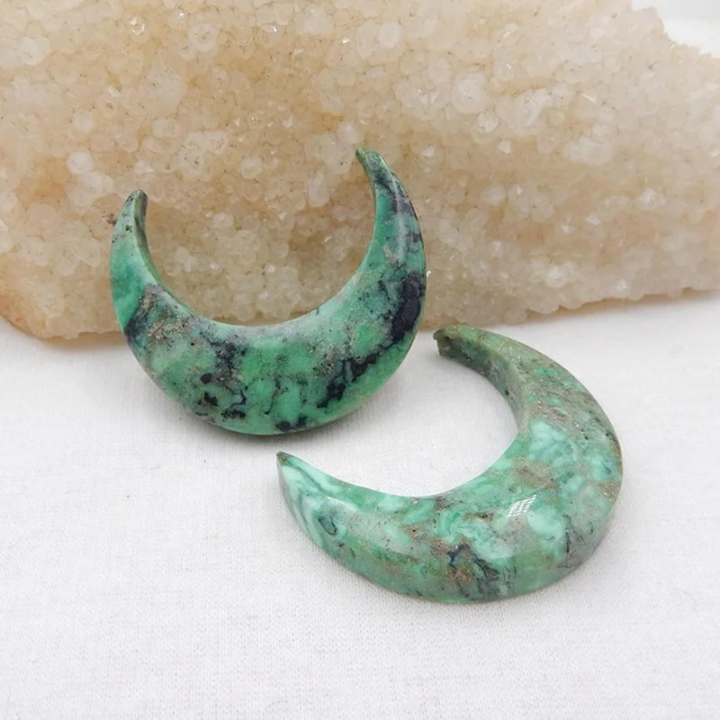 Hot Selling Natural Chrysocolla Gemstone Moon Shape Cabochon Pair Diy Jewelry Accessories, 40x14x7mm,17g
Hot Selling Natural Chrysocolla Gemstone Moon Shape Cabochon Pair Diy Jewelry Accessories, 40x14x7mm,17g