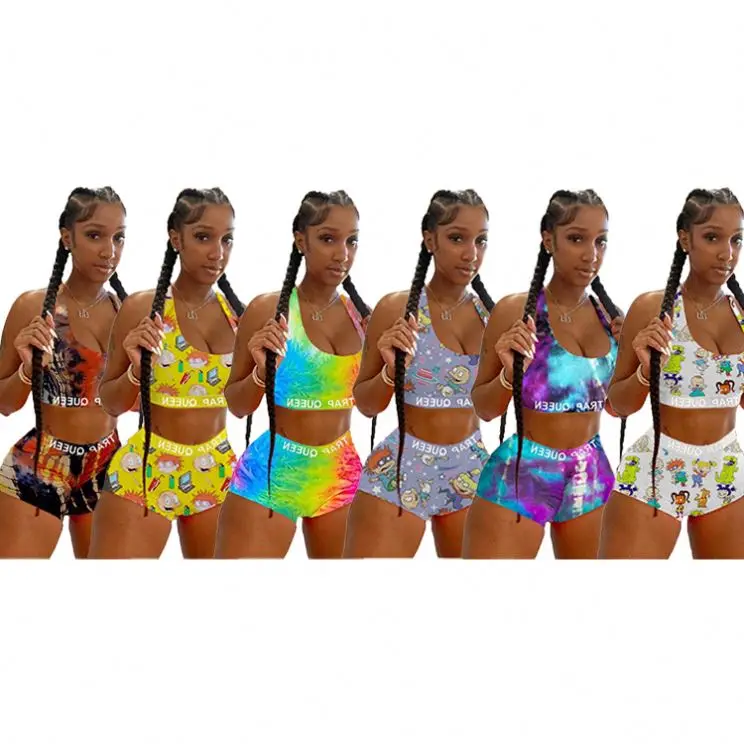 Sexy Lady Tie Dye Cartoon Print Vest Shorts Stretchy Tracksuit Summer Bodycon Women 2 Piece Set
Sexy Lady Tie Dye Cartoon Print Vest Shorts Stretchy Tracksuit Summer Bodycon Women 2 Piece Set