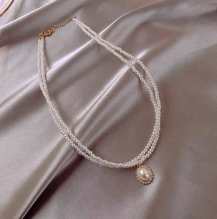 2021 New Fashion Kpop Pearl Choker Necklace Cute Double Layer Chain Pendant For Women Jewelry Girl
2021 New Fashion Kpop Pearl Choker Necklace Cute Double Layer Chain Pendant For Women Jewelry Girl