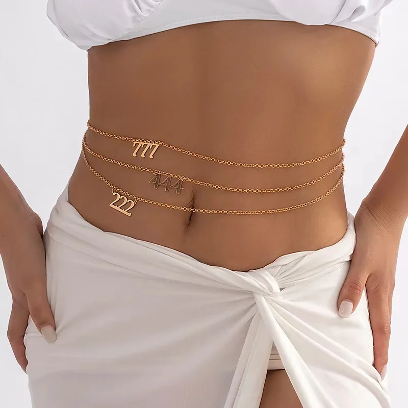 2022 Personality Number 444 777 222 Waist Chain Belt Women Trendy 18K Gold Plated Angle Number Waist Jewelry Sexy Body Chain
2022 Personality Number 444 777 222 Waist Chain Belt Women Trendy 18K Gold Plated Angle Number Waist Jewelry Sexy Body Chain