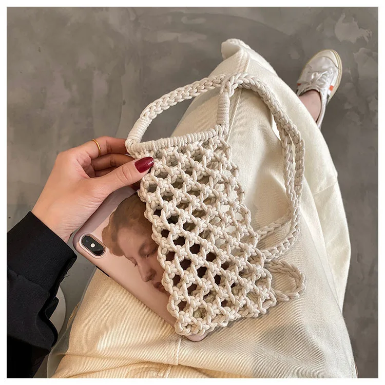Wholesale Handmade Crochet Cotton Rope Woven Mobile Phone Bag Beach Vacation Macrame Small Square Shoulder Bag, Customizable
Wholesale Handmade Crochet Cotton Rope Woven Mobile Phone Bag Beach Vacation Macrame Small Square Shoulder Bag, Customizable