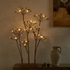 Lighted Artificial Hogweed Flower Twig Branch 30 in 10 led Battery Operated with Timer for Thanksgiving Christmas Vase Decor
