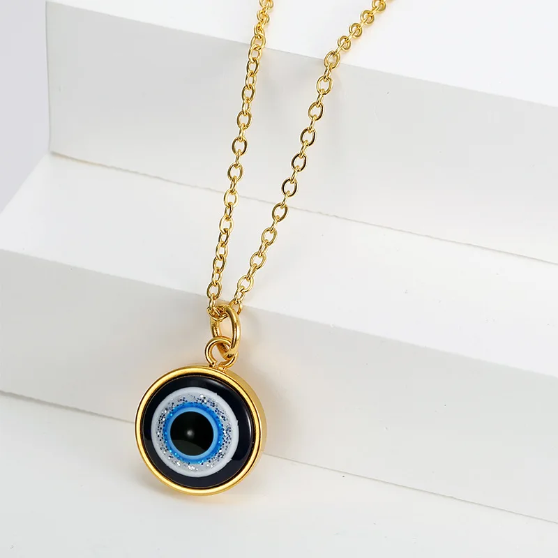 Fashion Stainless Steel Jewelry Round Blue Eye Gold Clavicle Pendant Charm Chain Necklace For Women
Fashion Stainless Steel Jewelry Round Blue Eye Gold Clavicle Pendant Charm Chain Necklace For Women