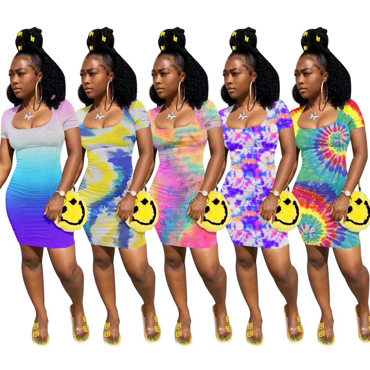 Hot Selling Ladies Square Neck Hollowed Out Back Pleated Bodycon Dress High Quality Tie Dye Mini Short Dress, As picture
Hot Selling Ladies Square Neck Hollowed Out Back Pleated Bodycon Dress High Quality Tie Dye Mini Short Dress, As picture