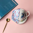 Coffee SU04 New Custom Wholesale Gold Rim Colored Decals Ceramic Coffee Cup With Saucer
