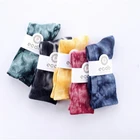 Wholesale custom design women hosiery tie-dyed napping cotton sport socks