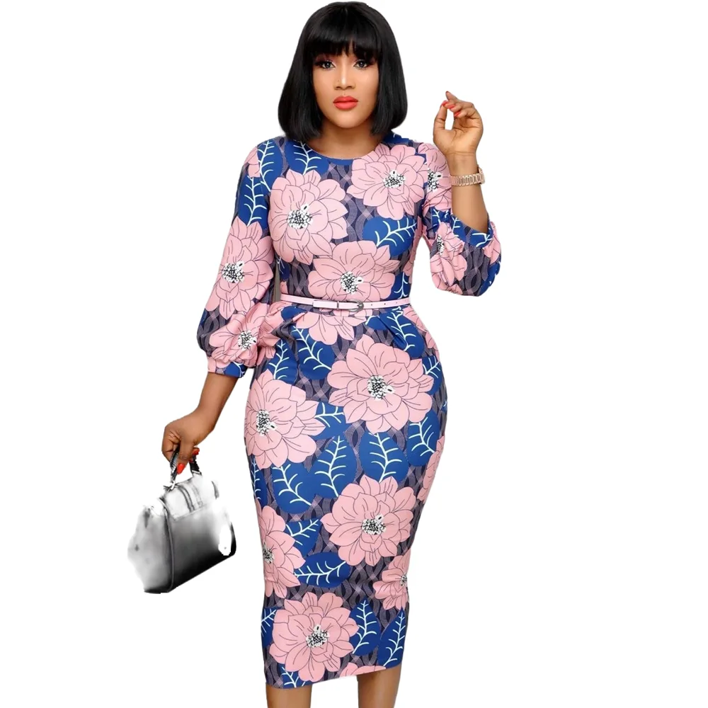 Dh3012 In stock fashion African women's O- neck printed fashion sexy dress with belt flower girls' dresses plus size dress
Dh3012 In stock fashion African women's O- neck printed fashion sexy dress with belt flower girls' dresses plus size dress