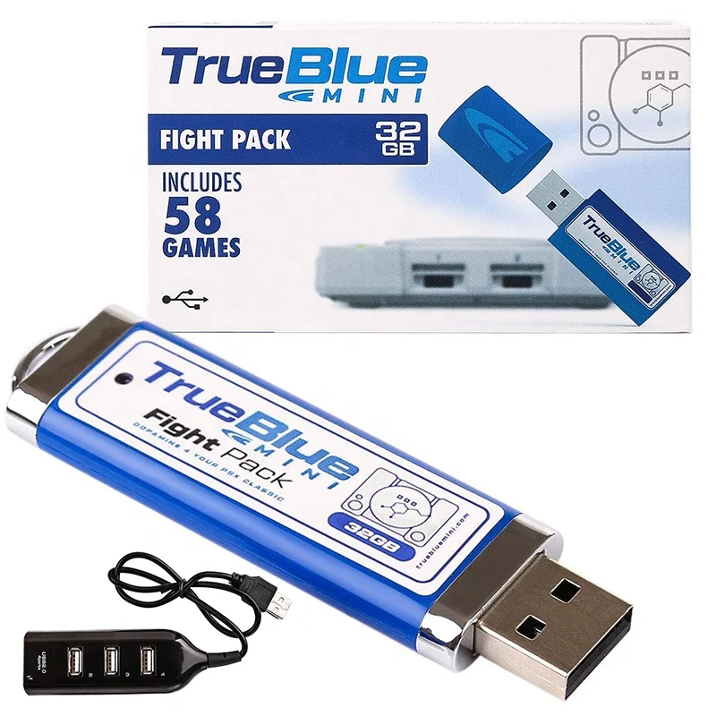 Plug and Play 58 in 1 for 2 Players 32 GB True Blue Mini Fight Pack for PlayStation Classic
Plug and Play 58 in 1 for 2 Players 32 GB True Blue Mini Fight Pack for PlayStation Classic