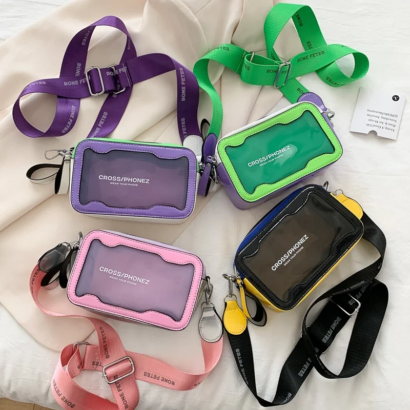 Korean version contrast color transparent small square bag 2022 New trendy cool student bag children jelly messenger bag, Purple, green, black, pink
Korean version contrast color transparent small square bag 2022 New trendy cool student bag children jelly messenger bag, Purple, green, black, pink