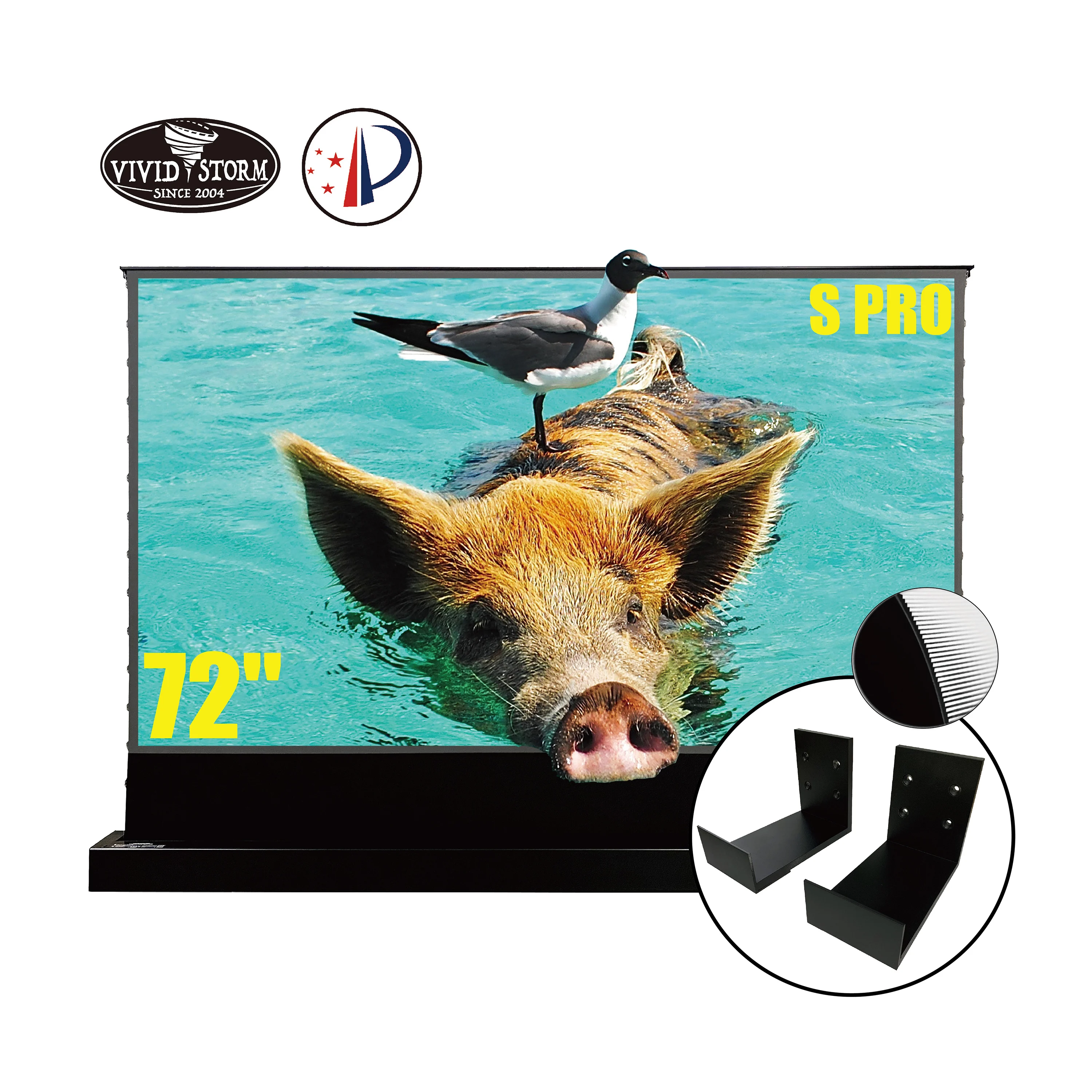 VIVI Storm S PRO 72 inch Electric Tension Floor Rising motorized projector screen electric screen with wall brackets
VIVI Storm S PRO 72 inch Electric Tension Floor Rising motorized projector screen electric screen with wall brackets
