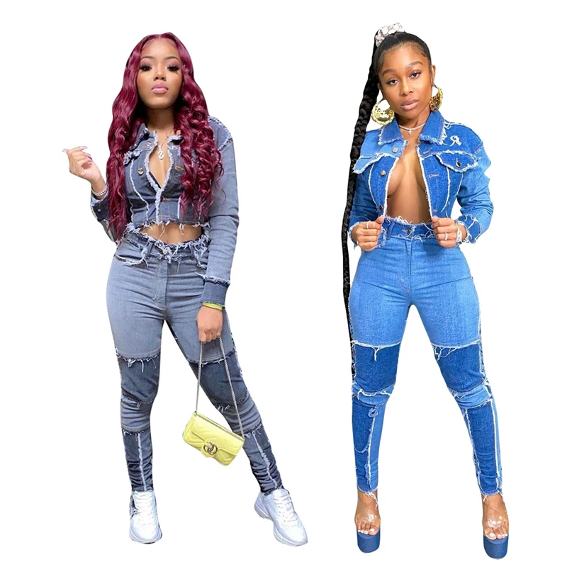 Fall clothing for women stacked jeans denim jacket women's jeans two piece set women clothing, 2 colors
Fall clothing for women stacked jeans denim jacket women's jeans two piece set women clothing, 2 colors