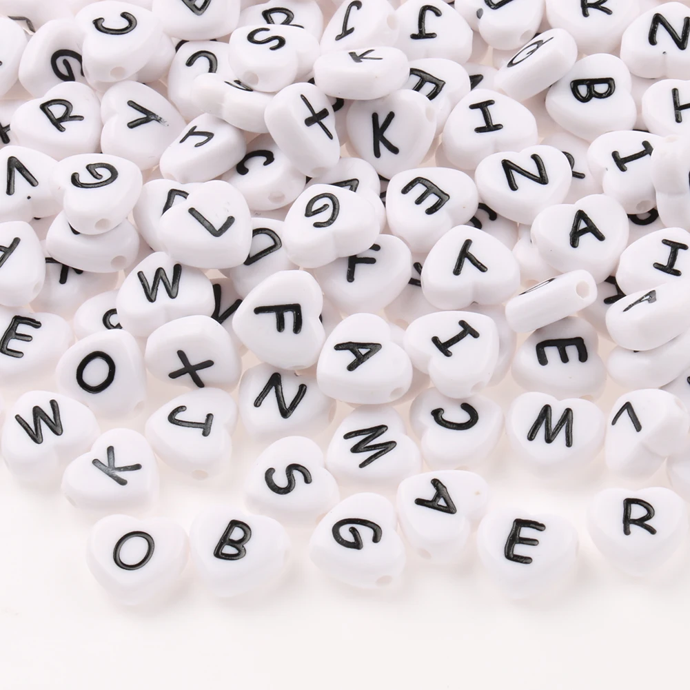 Wholesale White/Colorful Heart-shaped English Alphabet Letter Acrylic Beads For DIY Jewelry
Wholesale White/Colorful Heart-shaped English Alphabet Letter Acrylic Beads For DIY Jewelry