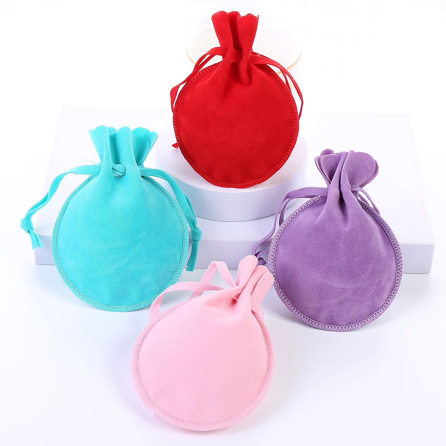 

Custom Logo Printed Drawstring Pouches 9*12Cm Muitcolor Jewelry Packaging Bags Double-Faced Pile Small Gift Bags, 11 color options