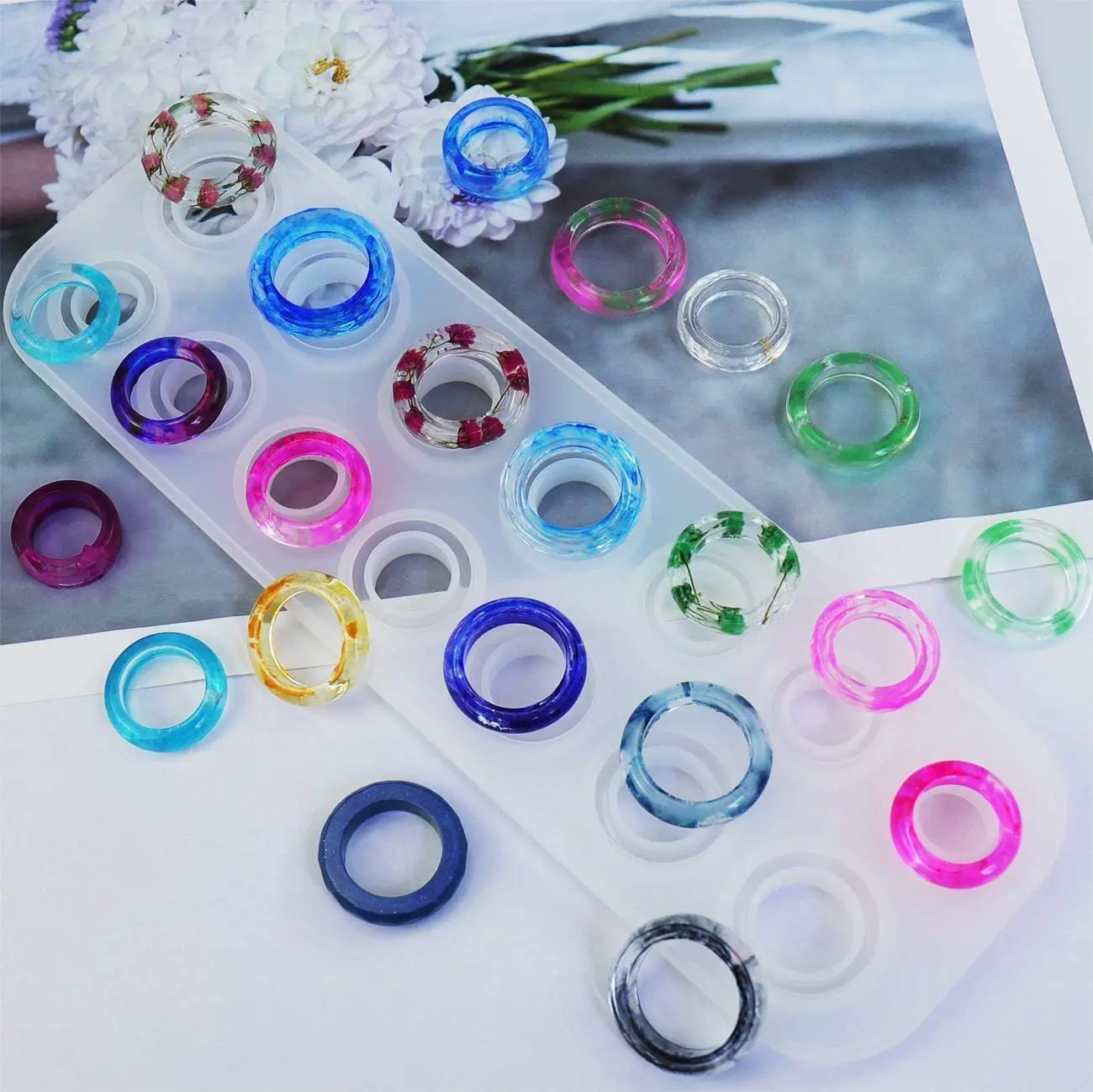 Resin Silicone Ring Earring Molds DIY 14 Holes Crystal Silicone Molds Jewelry Epoxy Casting Art Decoration, White
Resin Silicone Ring Earring Molds DIY 14 Holes Crystal Silicone Molds Jewelry Epoxy Casting Art Decoration, White