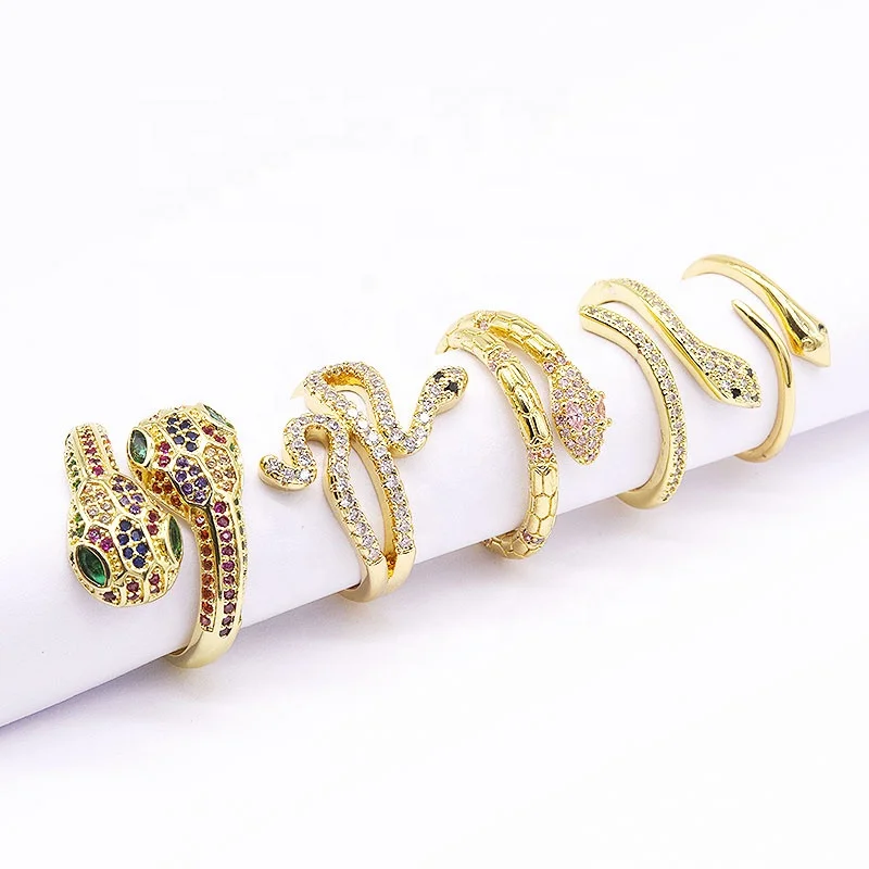 Factory wholesale micro pave rainbow zirconia snake jewelry fashion rings, Gold, silver, rose gold, black
Factory wholesale micro pave rainbow zirconia snake jewelry fashion rings, Gold, silver, rose gold, black