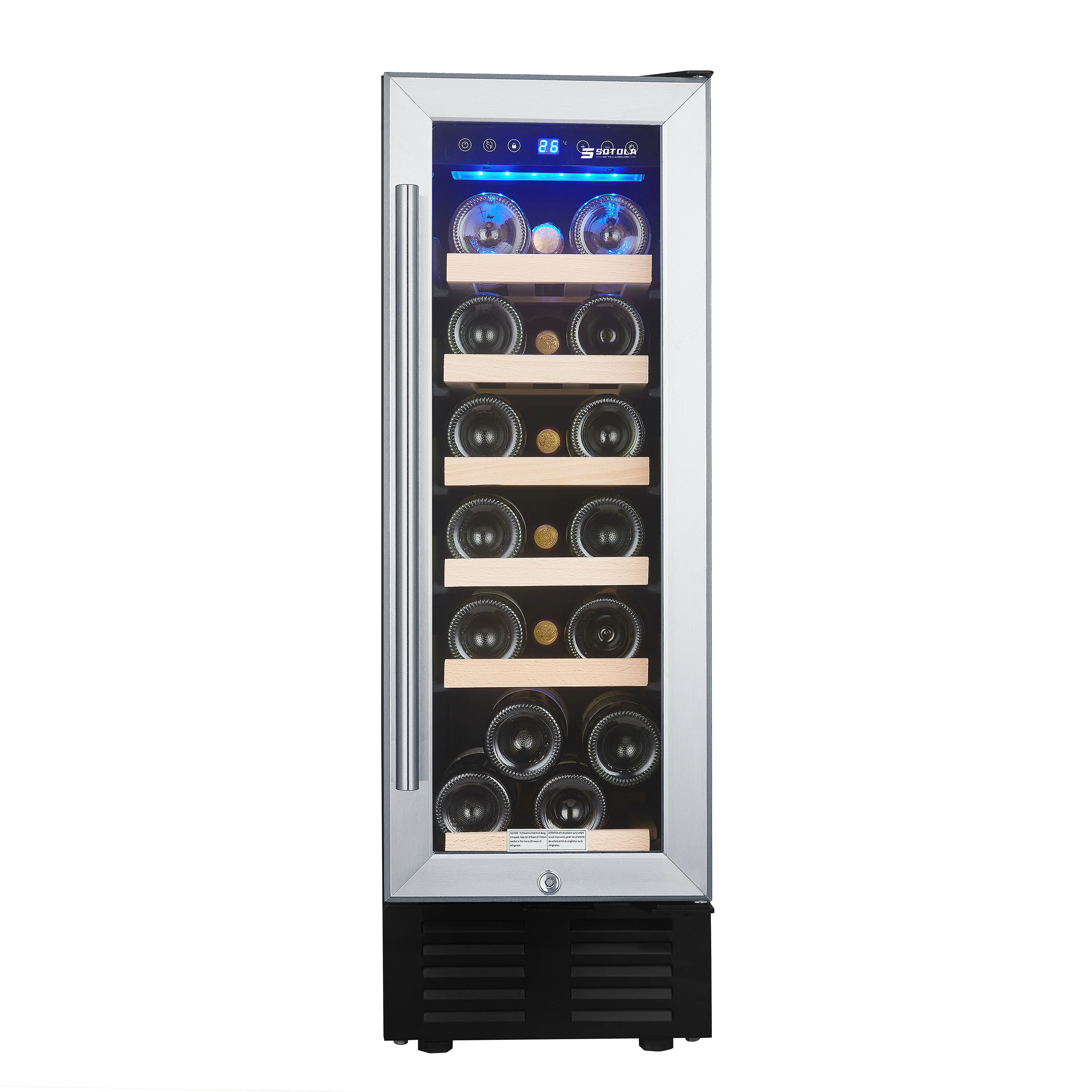 SOTOLA 12 Inch Wine Cooler Refrigerators 19 Bottles Fast Cooling Low Noise No Fog Wine Fridge with Professional Compressor, Black
SOTOLA 12 Inch Wine Cooler Refrigerators 19 Bottles Fast Cooling Low Noise No Fog Wine Fridge with Professional Compressor, Black