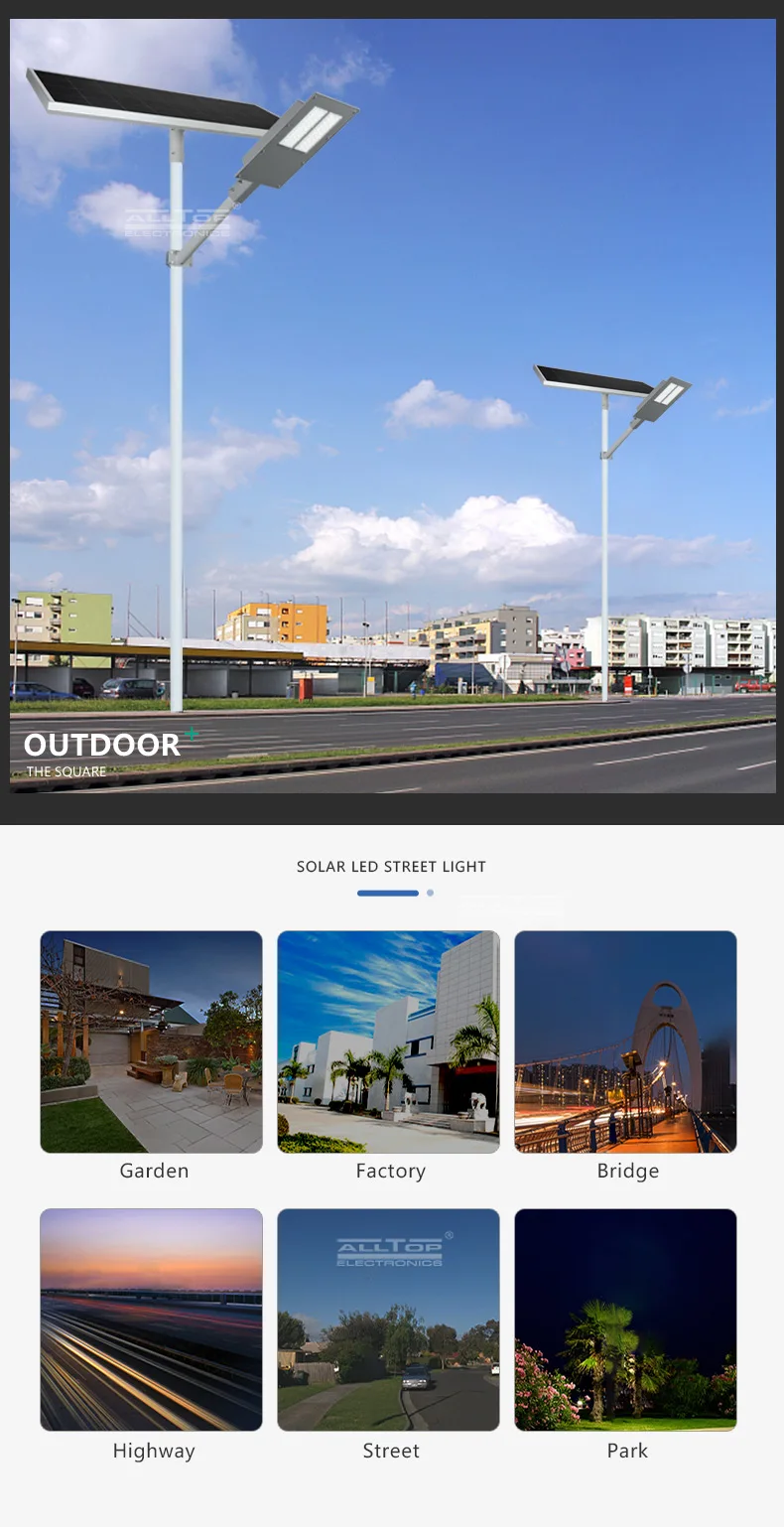 ALLTOP High quality outdoor lighting ip65 waterproof solar panel smd 90w led solar street light