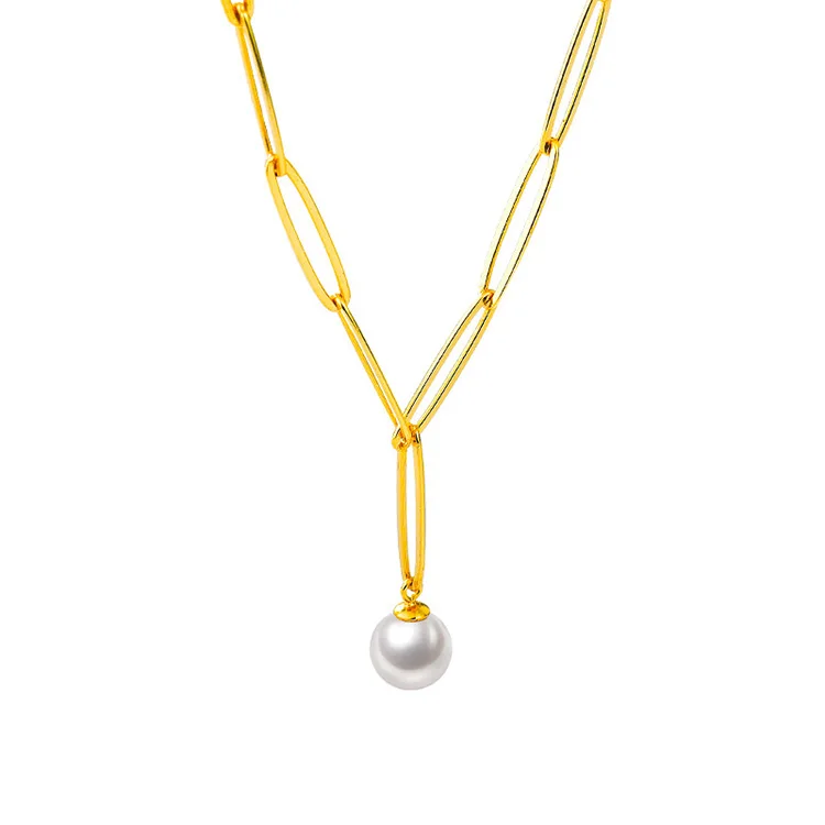 Korean jewelry 925 sterling silver necklaces 18k gold plated women pearl thick Y chain necklace
Korean jewelry 925 sterling silver necklaces 18k gold plated women pearl thick Y chain necklace