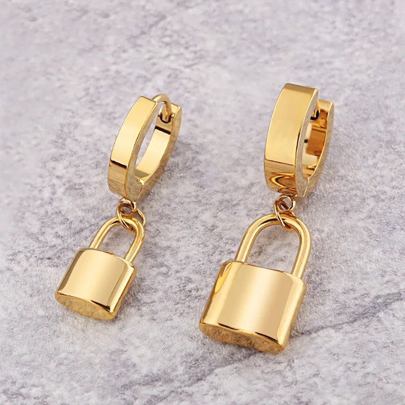 HONGTONG Factory Outlet Amazon Hot Sale High Quality Stainless Steel Gold Plated Lock Pendant Earrings, Picture
HONGTONG Factory Outlet Amazon Hot Sale High Quality Stainless Steel Gold Plated Lock Pendant Earrings, Picture