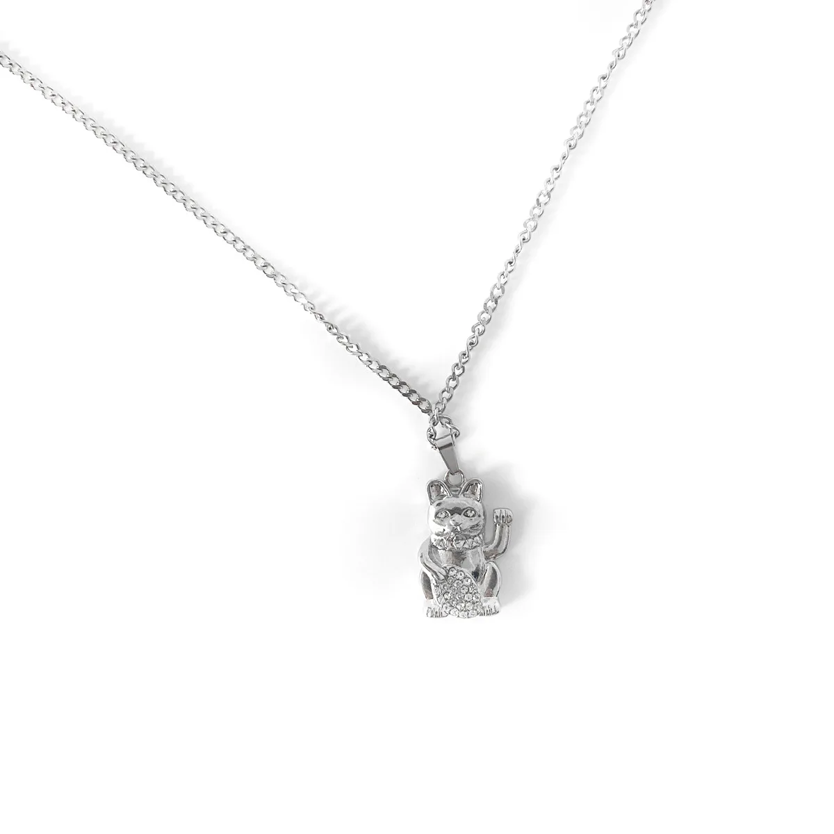 Gothic Grunge Cat Pendant Necklace Statement Long Chain for Women and Men, Silver color
Gothic Grunge Cat Pendant Necklace Statement Long Chain for Women and Men, Silver color