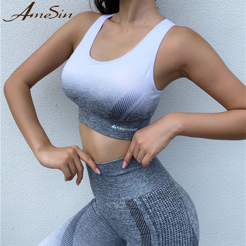 AMESIN Gradient Color Seamless Sports Bra High Elastic Quick Dry Push Up Yoga Bra, Orange, grey, blue ,black
AMESIN Gradient Color Seamless Sports Bra High Elastic Quick Dry Push Up Yoga Bra, Orange, grey, blue ,black