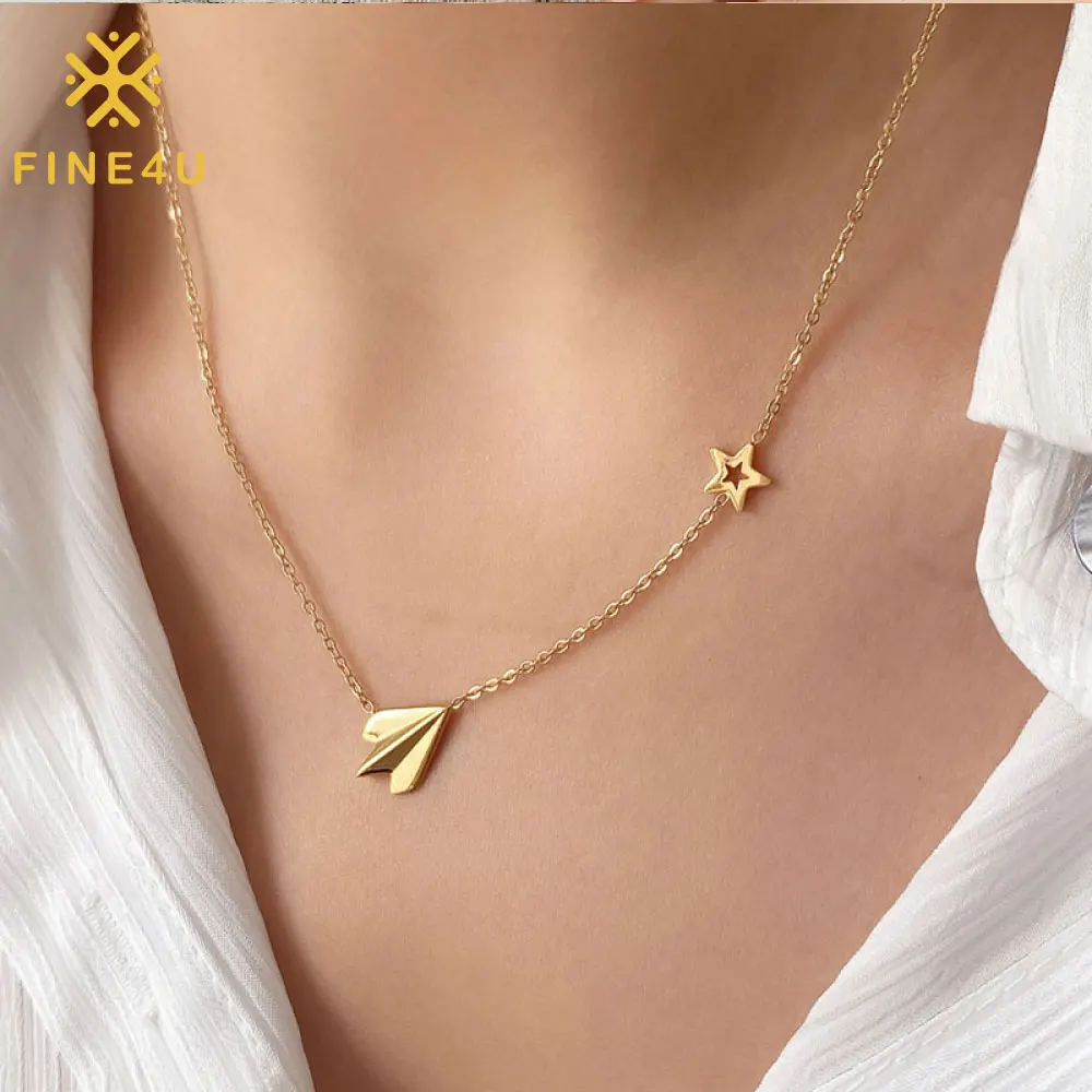 Dainty Cute 18K Gold Plated Stainless Steel Paper Plane Star Pendant Necklaces For Women New Arrival 2023
Dainty Cute 18K Gold Plated Stainless Steel Paper Plane Star Pendant Necklaces For Women New Arrival 2023