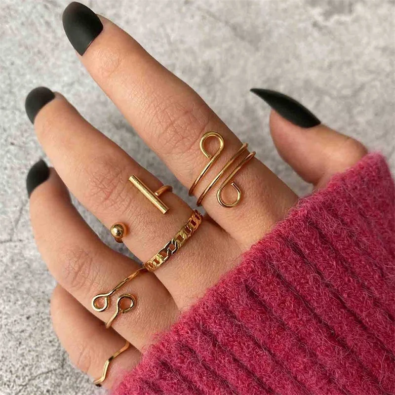 5 Pcs/Set European American Cross Border New Auspicious Cloud Chain Irregular Simple Gold Ring Joint Ring Set Holiday Souvenir
5 Pcs/Set European American Cross Border New Auspicious Cloud Chain Irregular Simple Gold Ring Joint Ring Set Holiday Souvenir