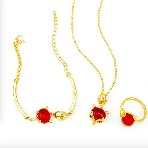 Wholesale Rubi Fashion Accessories Dubai 24k Gold Jewelry Set Necklace Bracelet Ring Three-piece
Wholesale Rubi Fashion Accessories Dubai 24k Gold Jewelry Set Necklace Bracelet Ring Three-piece