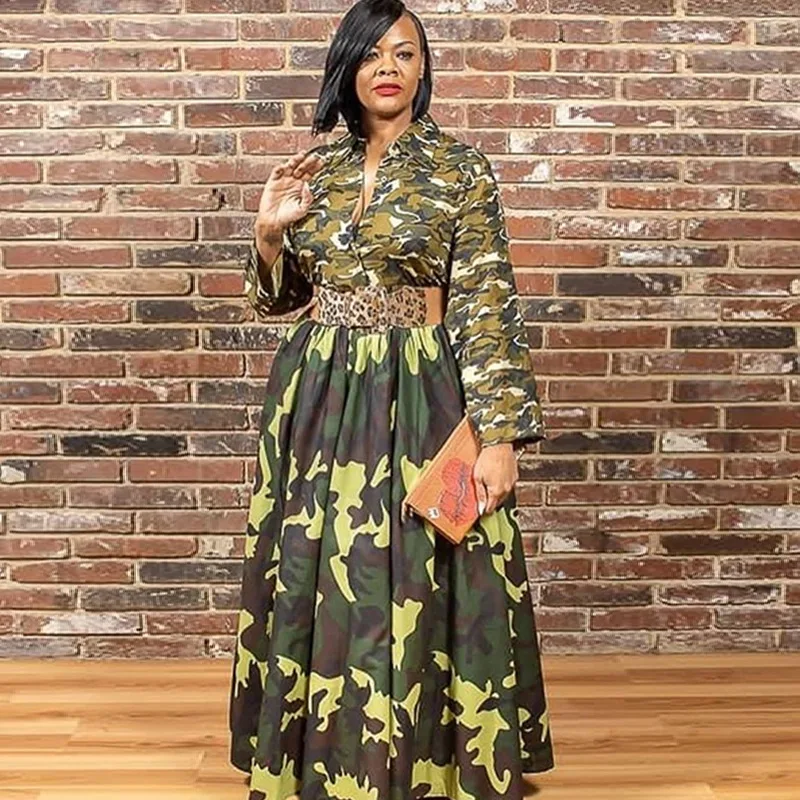 X0016 large winter new 2020 European and American fashion women's long sleeve long skirt print camouflage dress
X0016 large winter new 2020 European and American fashion women's long sleeve long skirt print camouflage dress