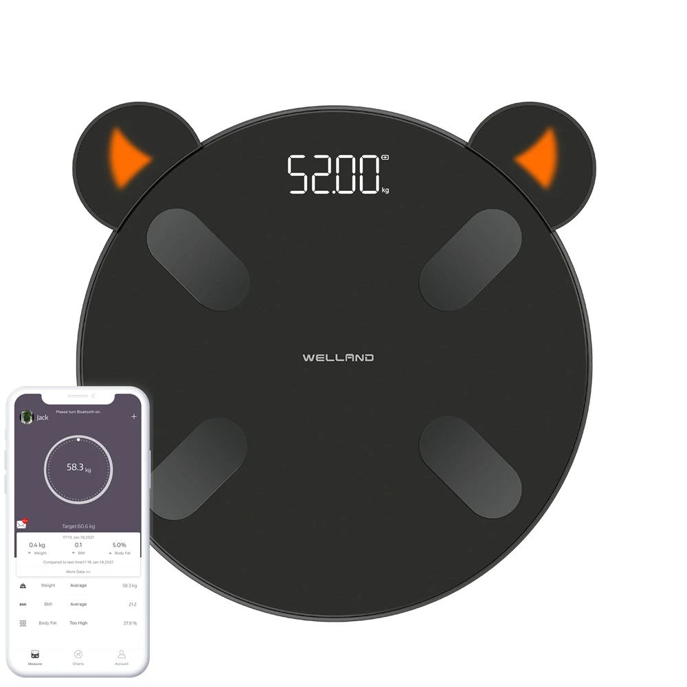 BMI Blue Tooth Personal Body Fat Analyzer Scale Digital Display Circular White LED Display Support Fat Measuring Lovely Devil
BMI Blue Tooth Personal Body Fat Analyzer Scale Digital Display Circular White LED Display Support Fat Measuring Lovely Devil
